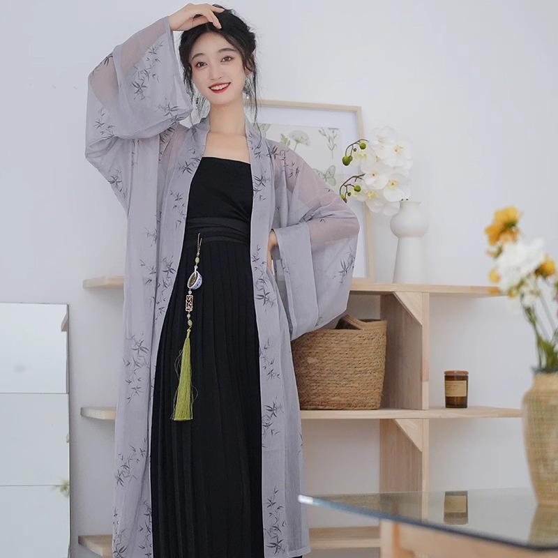 Hanfu Čanggân hram, plisirana suknja s ravnim rukavima, inspirirana dinastijom Song, geometrijski žakard, proljeće 2025