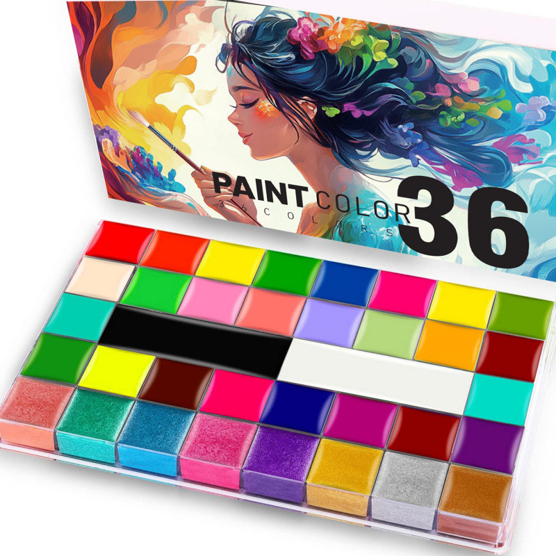 Set od 36 boja uljnih boja za crtanje tijela i lica, pigmenti za body painting, Valentinovo make-up
