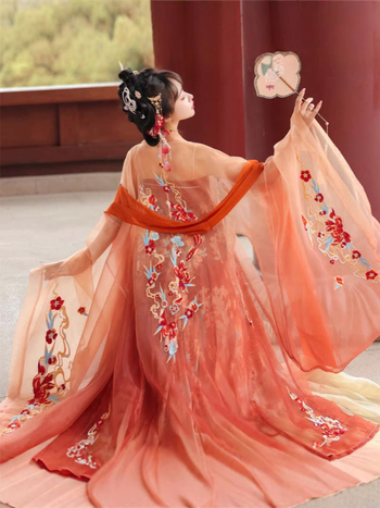 Hanfu set za žene s teškom izvezom Hezi suknja, inspiriran dinastijom Tang, dužina do prsa, svakodnevna upotreba kroz četiri sezone