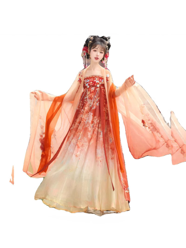 Hanfu set za žene s teškom izvezom Hezi suknja, inspiriran dinastijom Tang, dužina do prsa, svakodnevna upotreba kroz četiri sezone