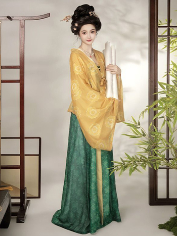 Ženski hanfu, 2025. Tang stil, ru suknja do prsa s kaputom iz hrama Famen, svakodnevni elegantan izgled za proljeće i ljeto.