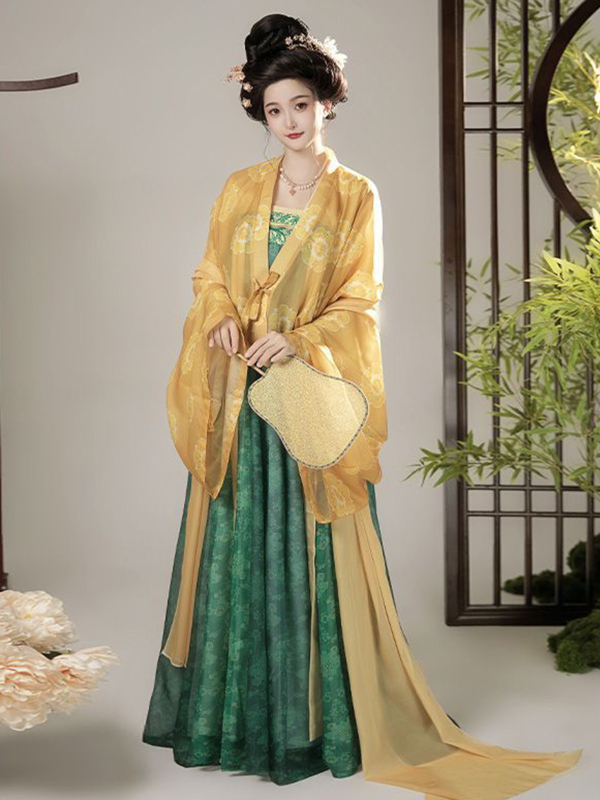 Ženski hanfu, 2025. Tang stil, ru suknja do prsa s kaputom iz hrama Famen, svakodnevni elegantan izgled za proljeće i ljeto.