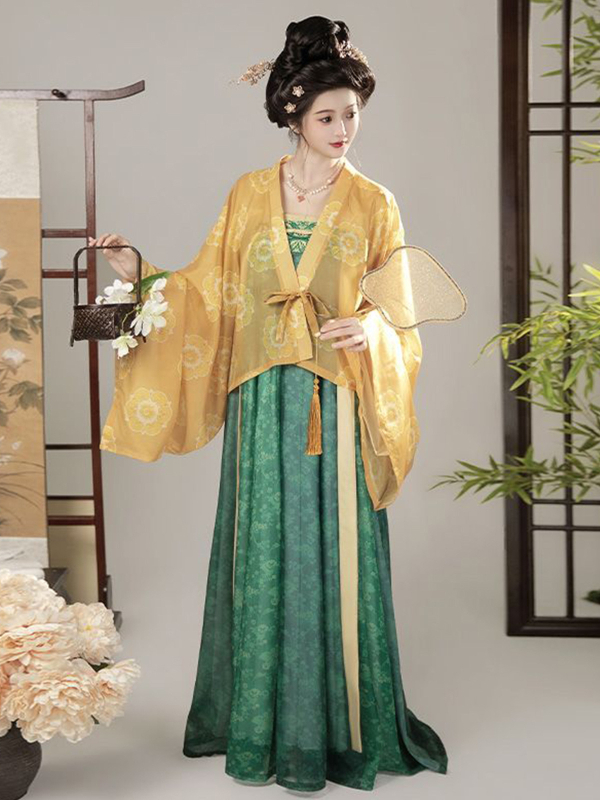 Ženski hanfu, 2025. Tang stil, ru suknja do prsa s kaputom iz hrama Famen, svakodnevni elegantan izgled za proljeće i ljeto.