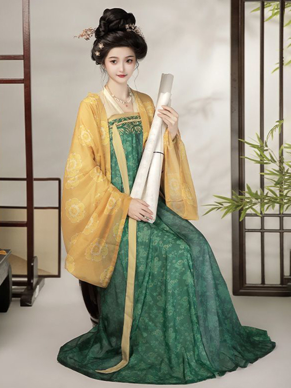 Ženski hanfu, 2025. Tang stil, ru suknja do prsa s kaputom iz hrama Famen, svakodnevni elegantan izgled za proljeće i ljeto.