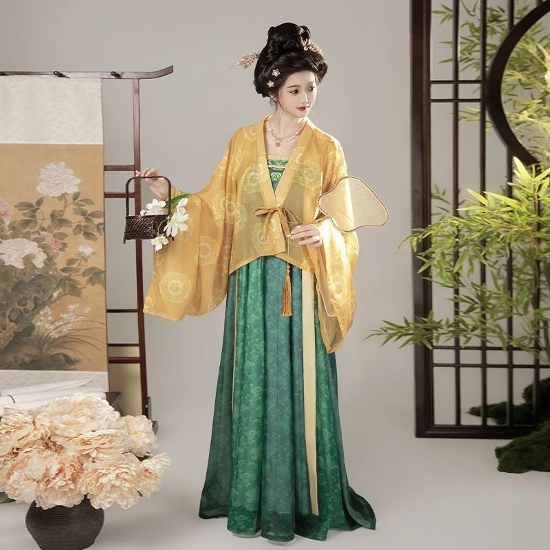 Ženski hanfu, 2025. Tang stil, ru suknja do prsa s kaputom iz hrama Famen, svakodnevni elegantan izgled za proljeće i ljeto.