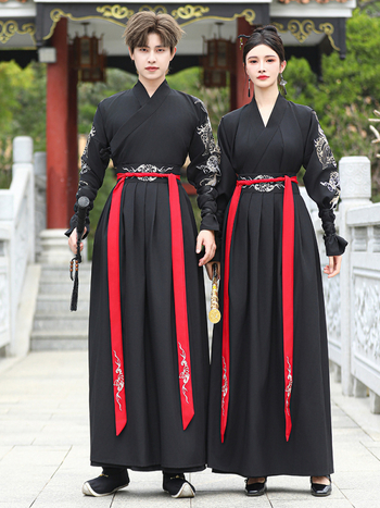 Unisex Hanfu set za par, s krstnim ovratnikom, inspiriran dinastijom Song, s motivom zmaja