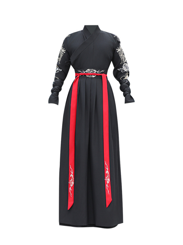 Unisex Hanfu set za par, s krstnim ovratnikom, inspiriran dinastijom Song, s motivom zmaja