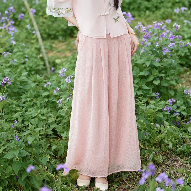 Hanfu inspiriran lagani komplet za čajnu ceremoniju, zen stil, gornji dio i hlače