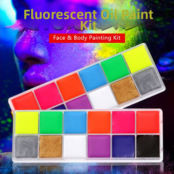 12 fluorescencijskih uljnih boja za profesionalni cosplay šminku i body painting, vodootporne boje za lice za Božić i Halloween