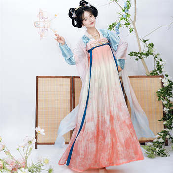 Ženski Hanfu dvodijelni set, poliester, proljeće-ljeto 2026, izvezeno, inspirirano Tang dinastijom