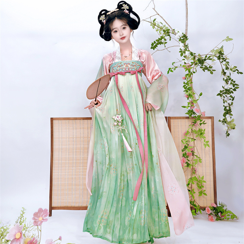 Ženski Hanfu dvodijelni set, poliester, proljeće-ljeto 2026, izvezeno, inspirirano Tang dinastijom