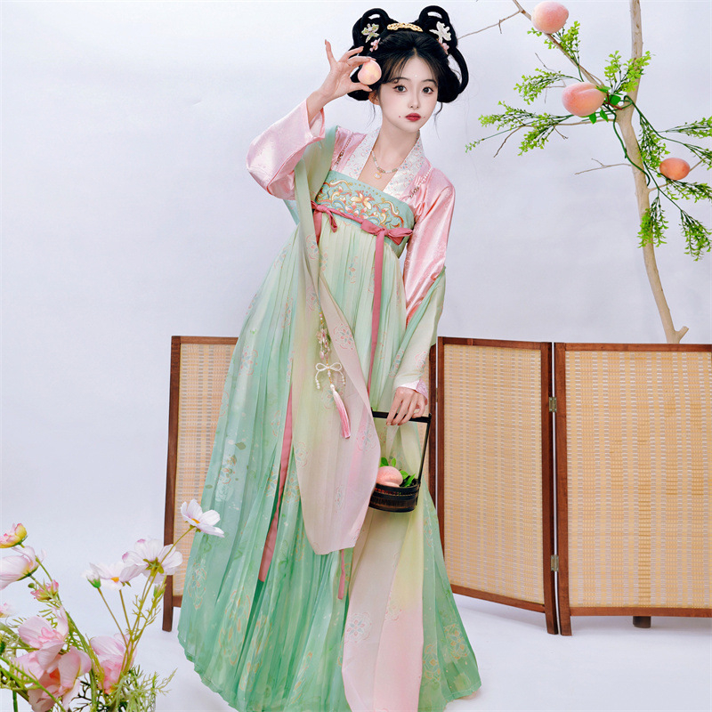 Ženski Hanfu dvodijelni set, poliester, proljeće-ljeto 2026, izvezeno, inspirirano Tang dinastijom