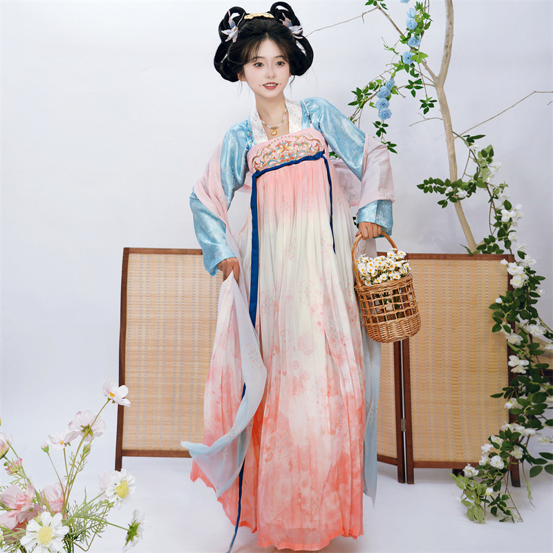 Ženski Hanfu dvodijelni set, poliester, proljeće-ljeto 2026, izvezeno, inspirirano Tang dinastijom