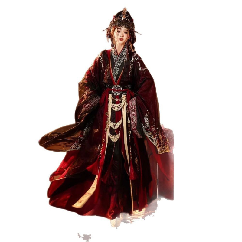 Red Lotus Industry Fire Unisex Hanfu s ravnim rubom, roba dinastije Jin, izvorni dizajn, teška izvezena