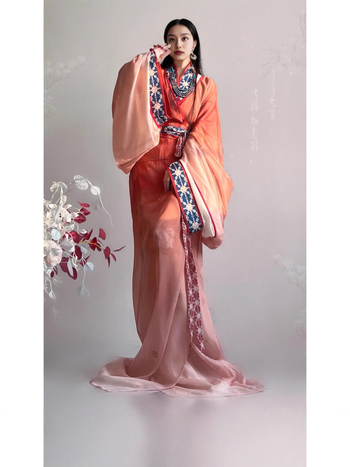 Hanfu dinastije Jin, s ravnim rubom i dugom repom, svakodnevno nošenje, poliester, četiri godišnja doba.