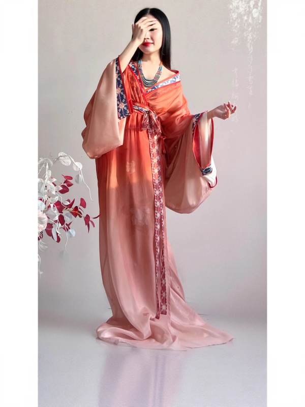 Hanfu dinastije Jin, s ravnim rubom i dugom repom, svakodnevno nošenje, poliester, četiri godišnja doba.