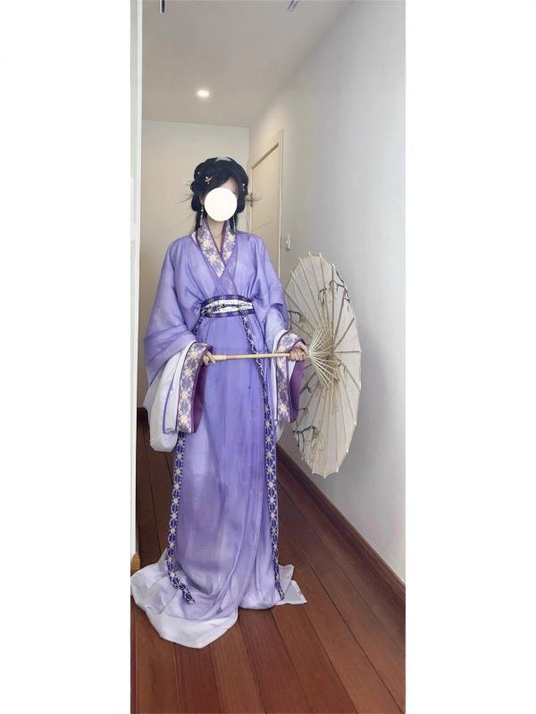 Hanfu dinastije Jin, s ravnim rubom i dugom repom, svakodnevno nošenje, poliester, četiri godišnja doba.