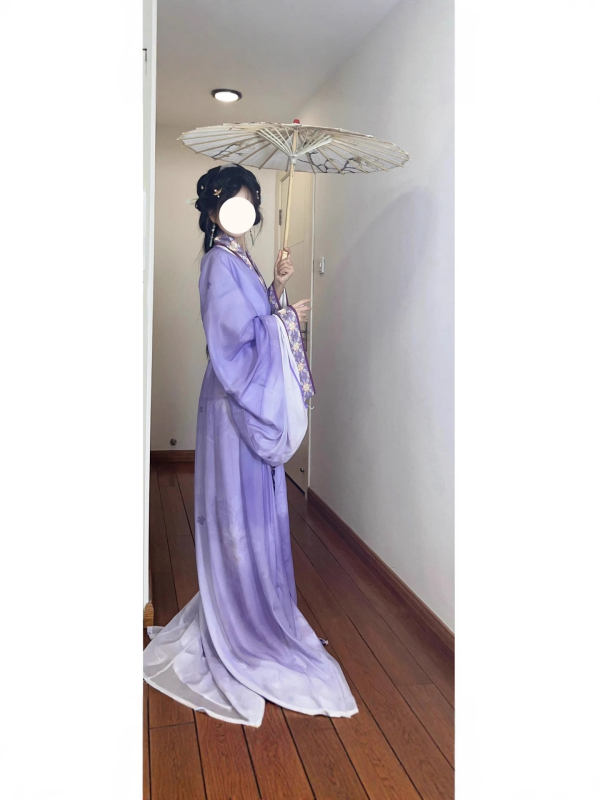 Hanfu dinastije Jin, s ravnim rubom i dugom repom, svakodnevno nošenje, poliester, četiri godišnja doba.
