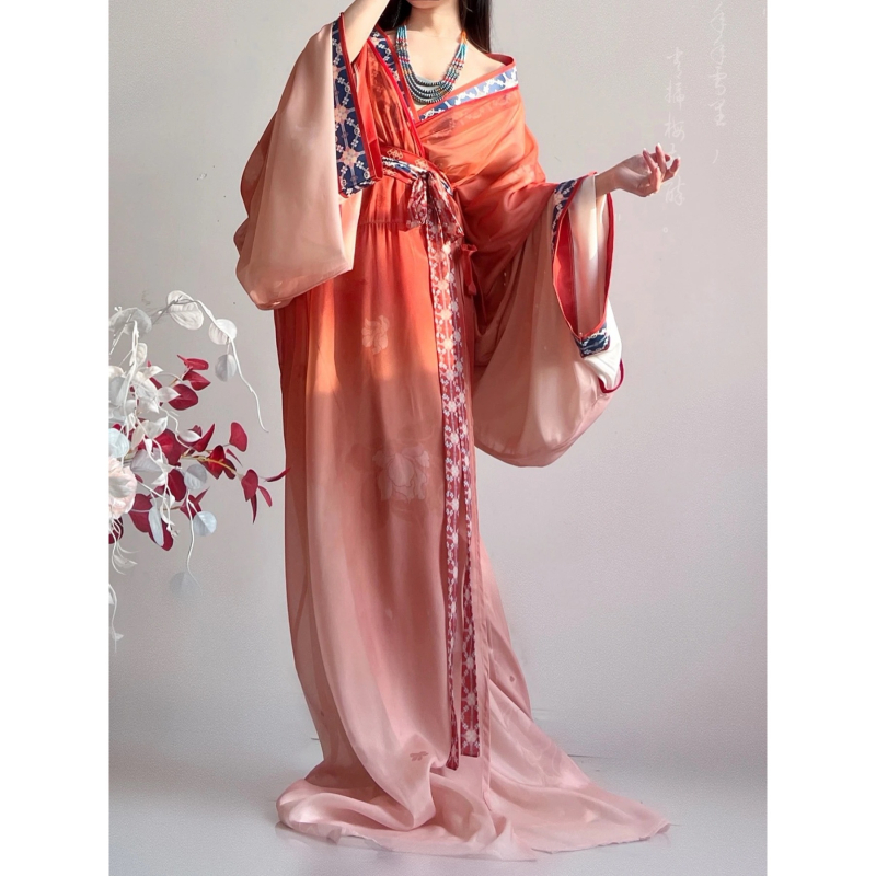 Hanfu dinastije Jin, s ravnim rubom i dugom repom, svakodnevno nošenje, poliester, četiri godišnja doba.