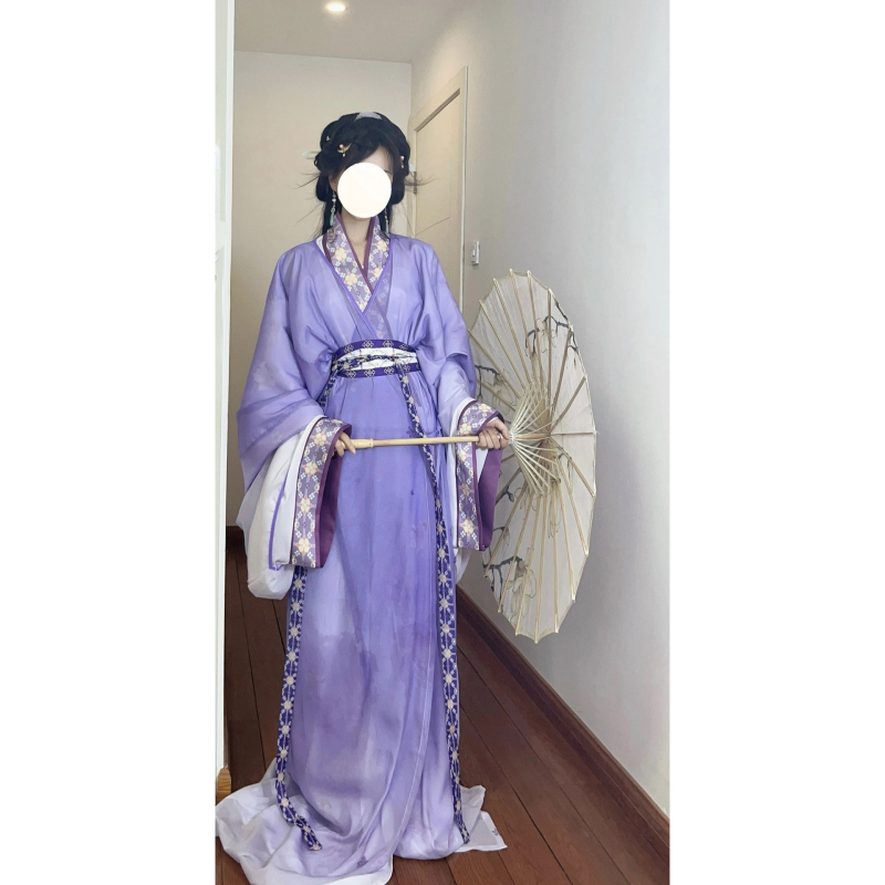 Hanfu dinastije Jin, s ravnim rubom i dugom repom, svakodnevno nošenje, poliester, četiri godišnja doba.