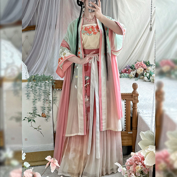 Hanfu dinastije Song za žene - ljetno-jesenski komplet s dugim kaputom i trakama, eterični drevni kostim