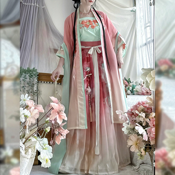 Hanfu dinastije Song za žene - ljetno-jesenski komplet s dugim kaputom i trakama, eterični drevni kostim
