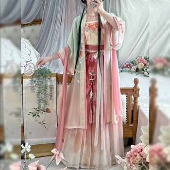Hanfu dinastije Song za žene - ljetno-jesenski komplet s dugim kaputom i trakama, eterični drevni kostim
