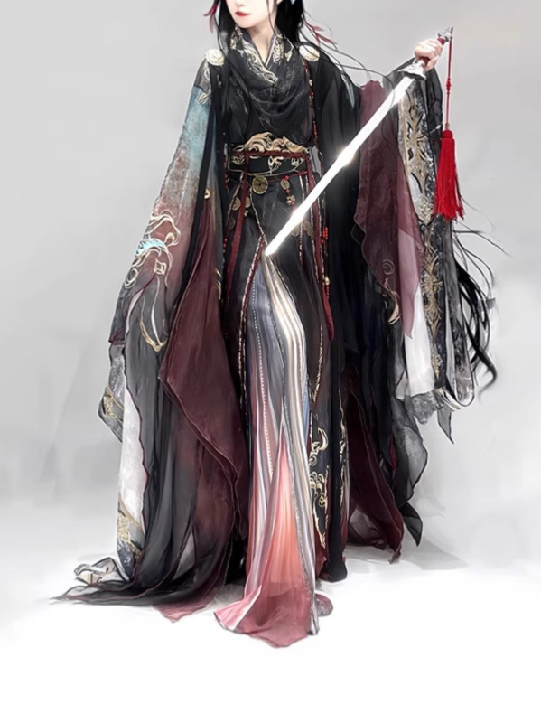 Kineska tradicionalna haljina u nacionalnom stilu s izvezom, elementi dinastije Han, fantasy stil, za svakodnevno nošenje
