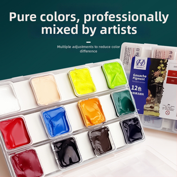 Gouache set za umjetničke ispite, prenosni, 12 boja, 30 ml po boji, za studente