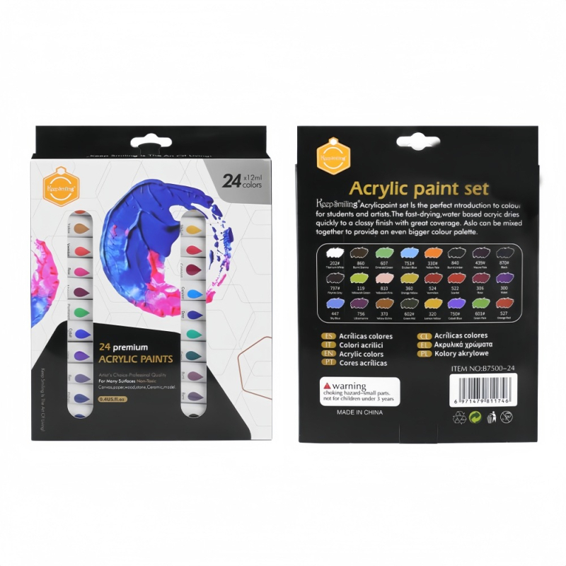 Set akrilnih boja 24 boje po 12 ml za djecu – DIY grafiti i crtanje na gipsu, umjetnički pribor