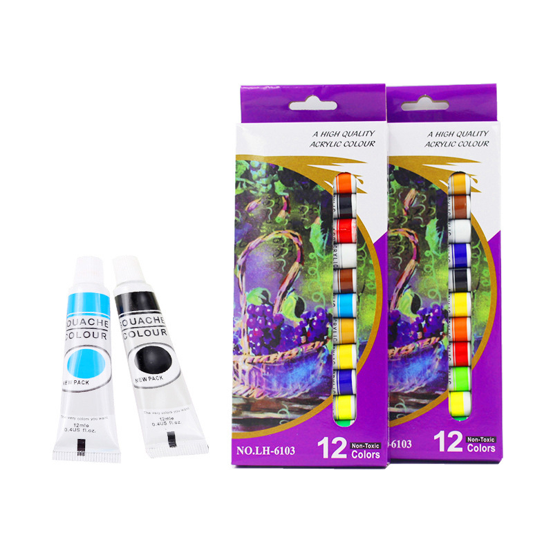 Set akrilnih boja 12 ml, 12 cijevi, dječji DIY crtanje