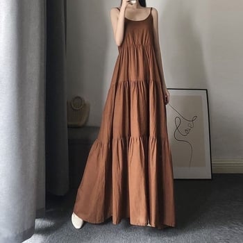Haljina za plus veličine s tankim trakama, za trudnice, duga do gležnja, Yamamoto inspiriran stil