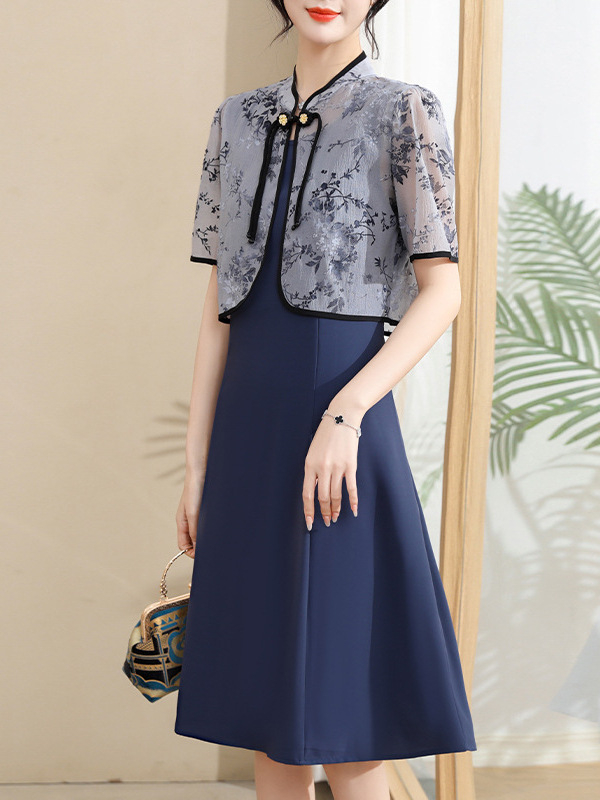 Novi kineski stil: ženski dvodijelni set haljine, lagani luksuz, mršavljenje siluete, vrhunski dojam