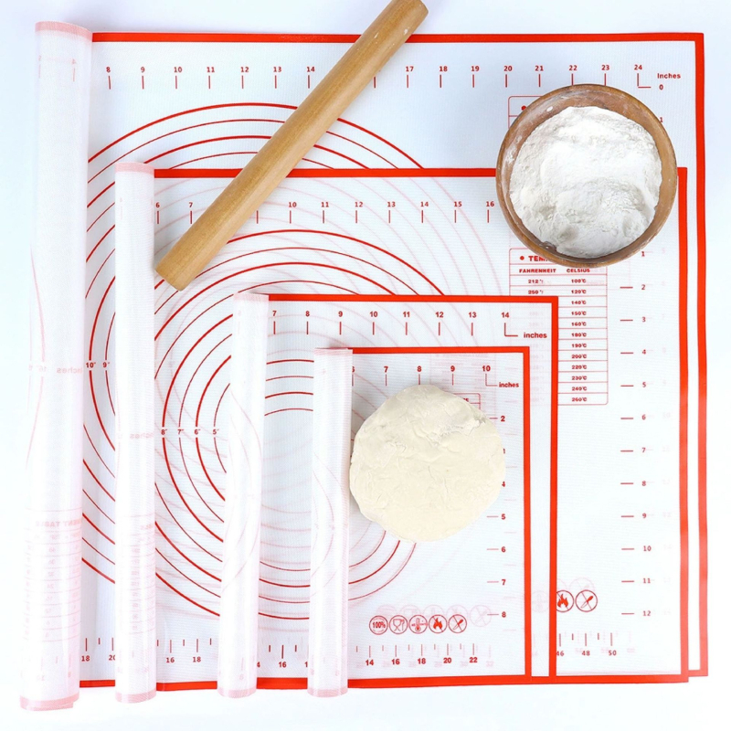Високотемпературоустойчива силиконова подложка за месене, голяма за разточване и печене, силиконова дъска за рязане, подложка за брашно и термоизолационна подложка.