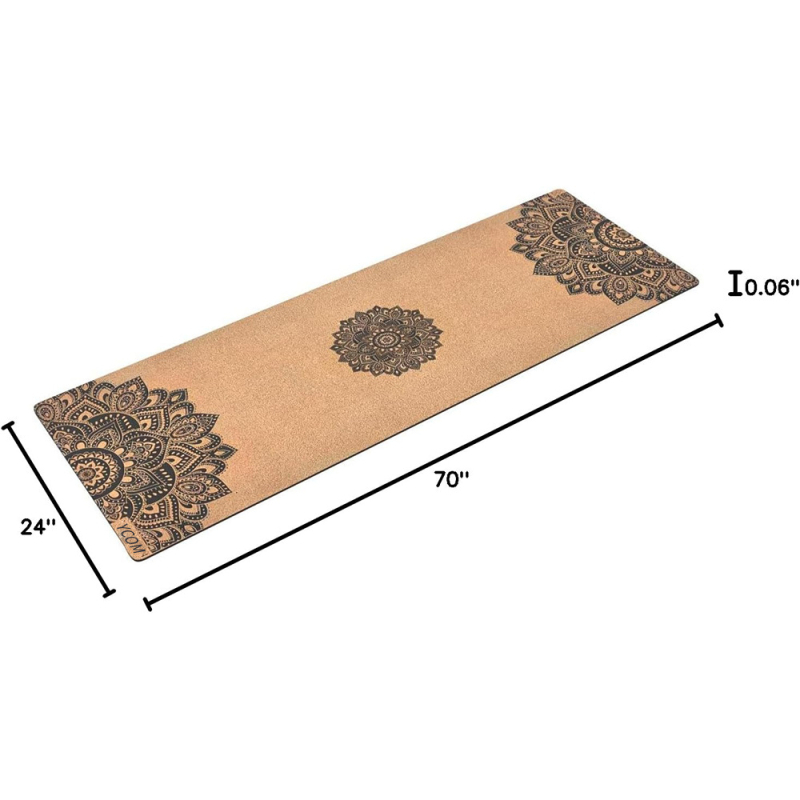 Prilagodljiva prostirka za jogu od pluta i kaučuka, široka 183 × 66 × 0,5 cm, za jogu i ples