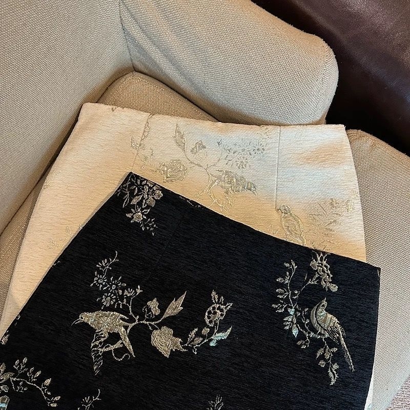 Ženska suknja u olovnom kroju s visokim strukom, od žakard Chenille, novi kineski stil, jesensko-zimska, za niske osobe