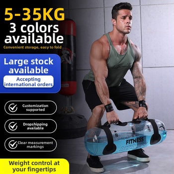 Priehľadná cylindrická taška na fitnes s naplnenou vodou, PVC, 1 kg