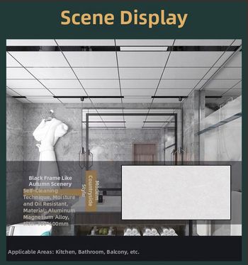 Hliníkový stropný panel s práškovým náterom 300x600 mm, pre kuchyňu, kúpeľňu, obývaciu izbu a balkón — vlastná montáž