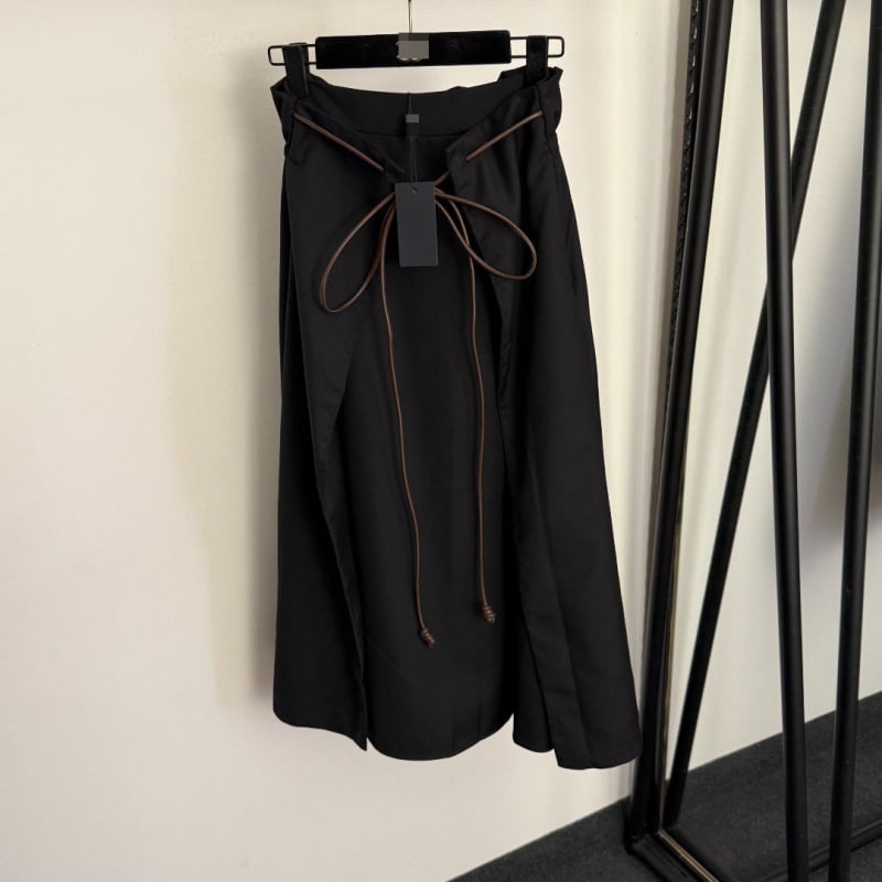 Ženska midi suknja s visokim strukom i vezicom, casual stil