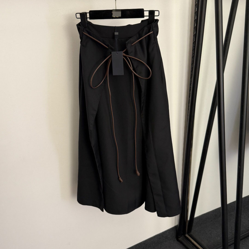 Ženska midi suknja s visokim strukom i vezicom, casual stil