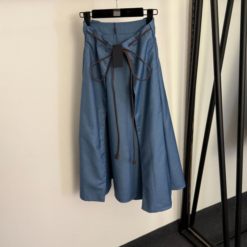 Ženska midi suknja s visokim strukom i vezicom, casual stil