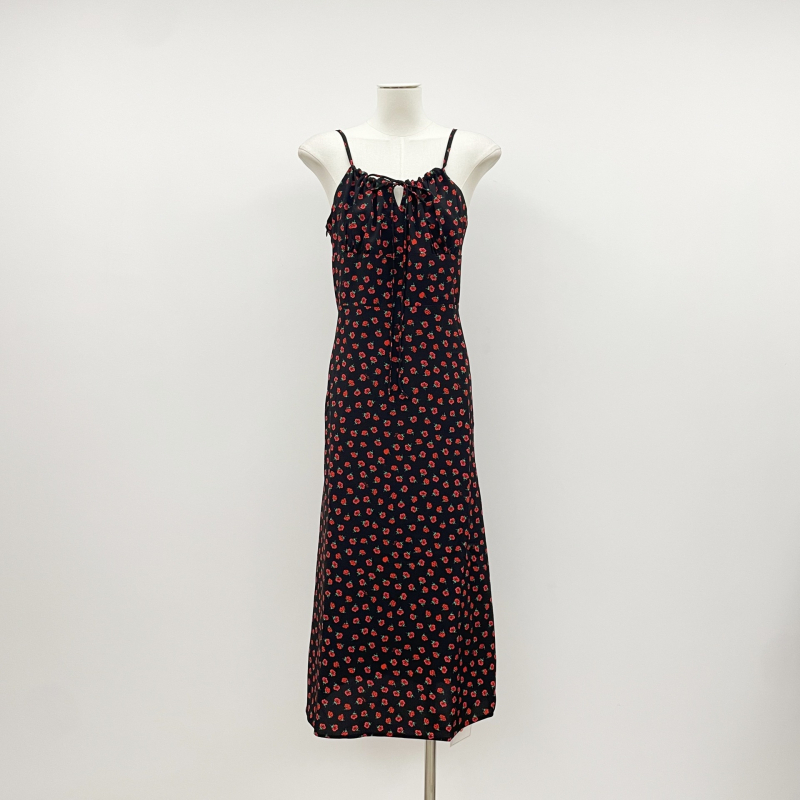 Francia stílusú virágos spagetti pántos ruha, plusz méret, hosszú nyári strandruha, derékon összeszorított szabás, karcsúsító, elegáns tea dress