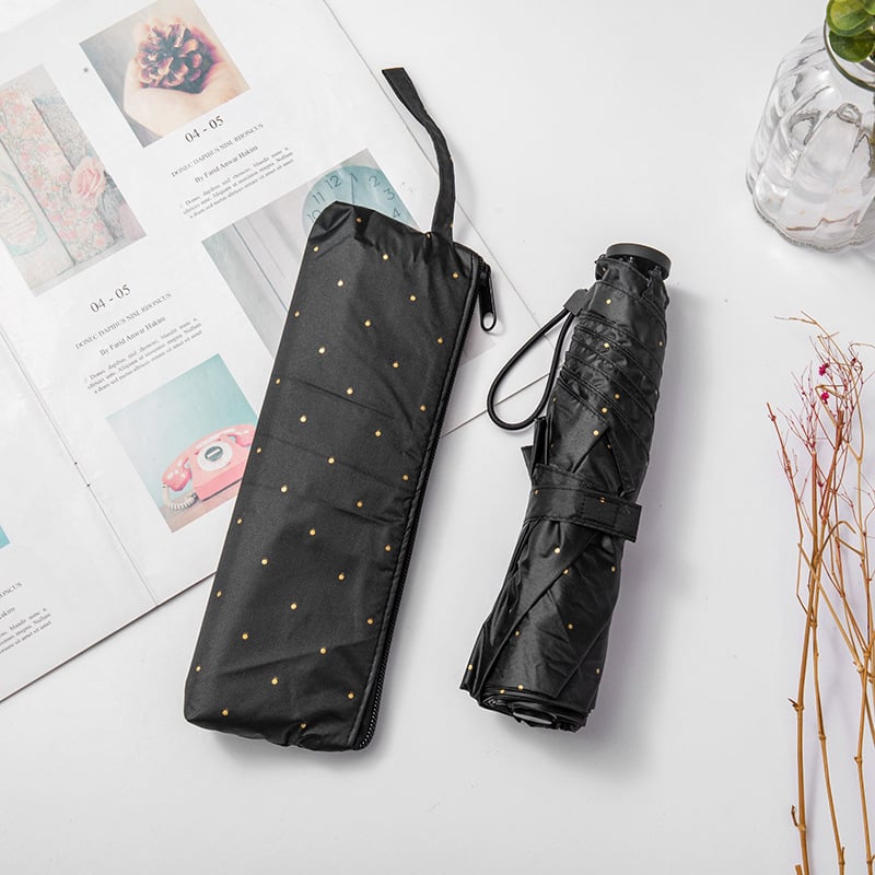 Feather összecsukható esernyő, ultra könnyű, kompakt négyrészes design, UV védelem UPF50+, alumínium váz, gumírozott fogantyú, kézi nyitás, felnőtteknek, tolltartóval