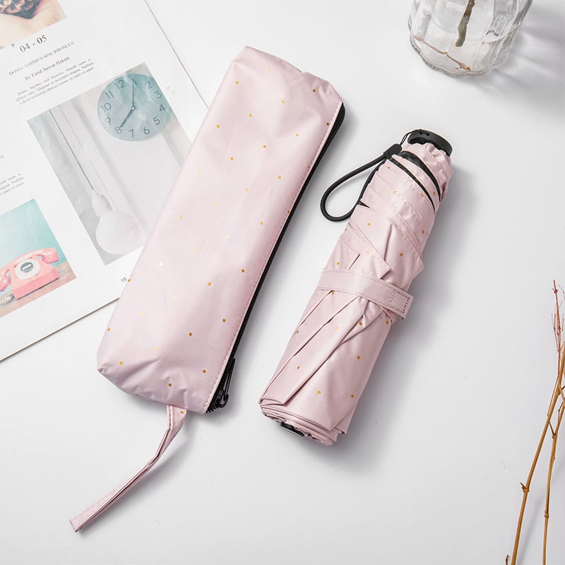 Feather összecsukható esernyő, ultra könnyű, kompakt négyrészes design, UV védelem UPF50+, alumínium váz, gumírozott fogantyú, kézi nyitás, felnőtteknek, tolltartóval