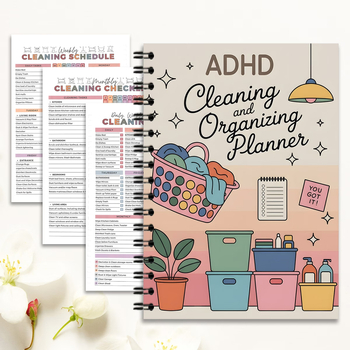 ADHD planer čišćenja i organizacije, A5 spiralni bilježnica, tjedni popis kućanskih obaveza, 72 stranice