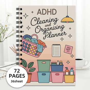 ADHD planer čišćenja i organizacije, A5 spiralni bilježnica, tjedni popis kućanskih obaveza, 72 stranice