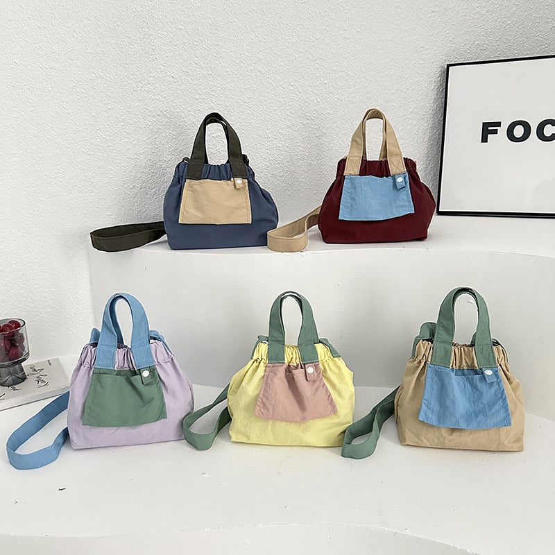 Toamnă 2025 Mini Geantă crossbody din nylon cu blocuri colorate pentru femei