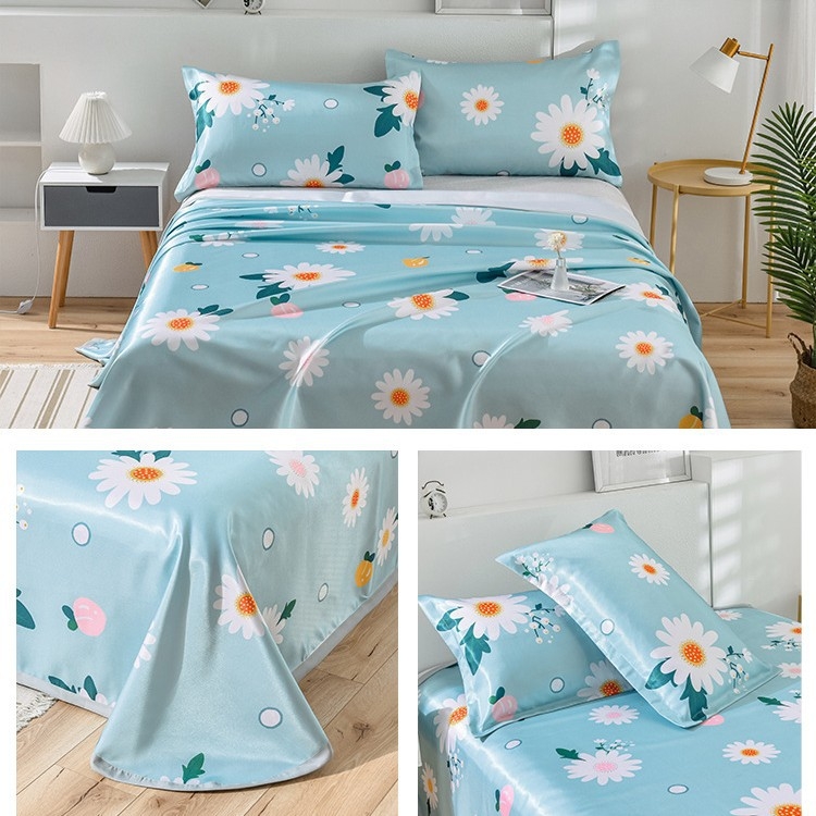 Ice Silk охлаждаща постелка за лято, приятелска към кожата за спане, комплект 1.8 м, три части, сгъваема, мека