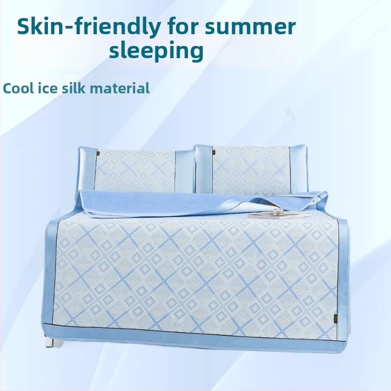 Ice Silk охлаждаща постелка за лято, приятелска към кожата за спане, комплект 1.8 м, три части, сгъваема, мека