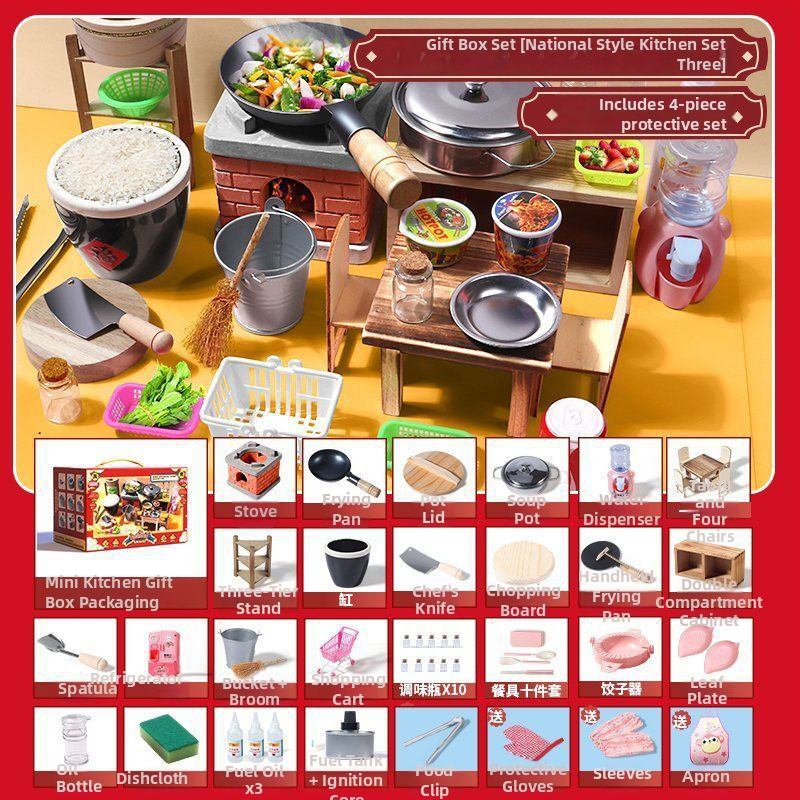 Mini kuhinjski set za kuhanje — prava verzija, kuhinjski alati za igru, edukativni rođendanski dar